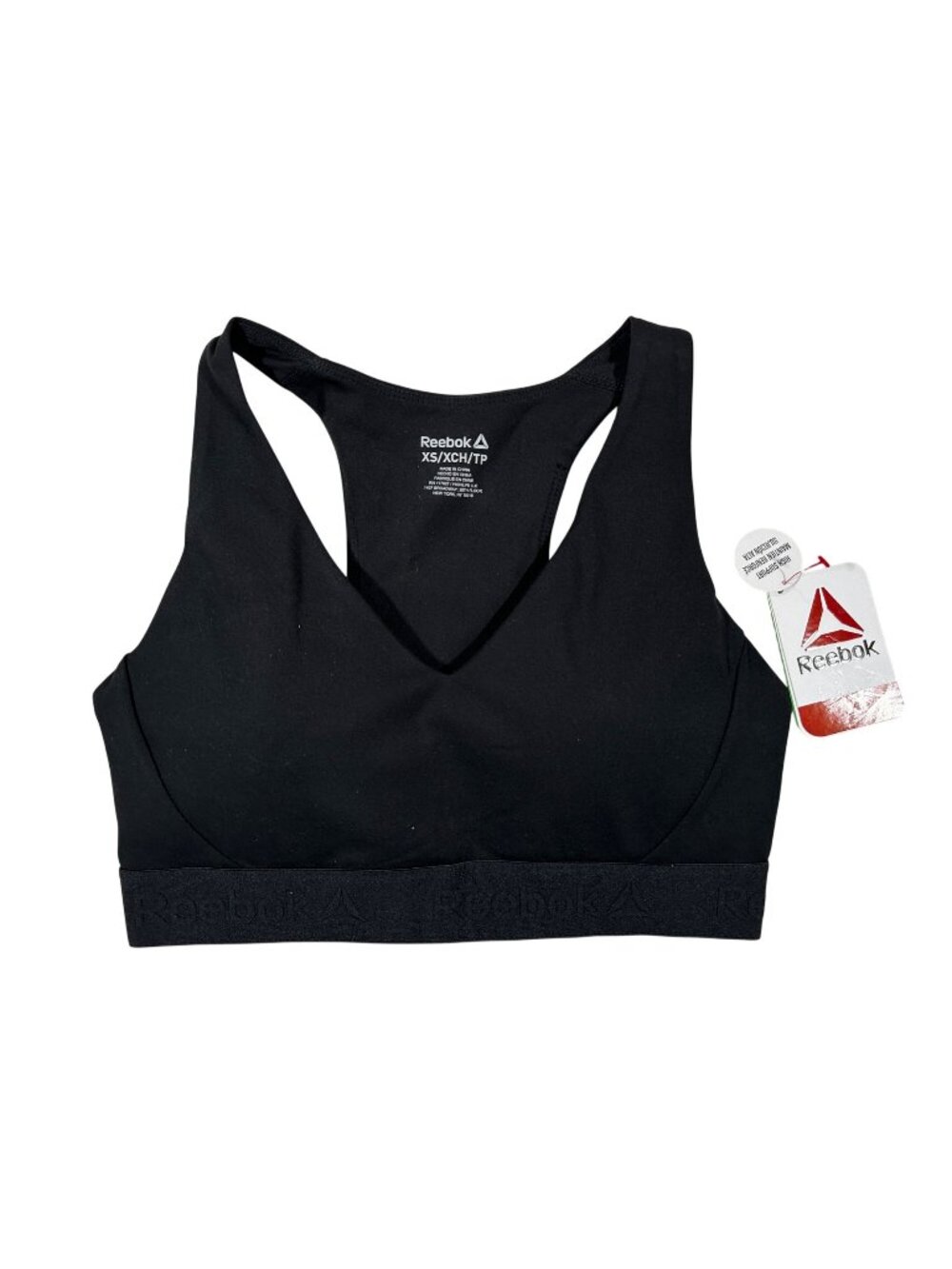 Reebok Womens XS High Support Black Sports Bra Recycled Polyester Blend